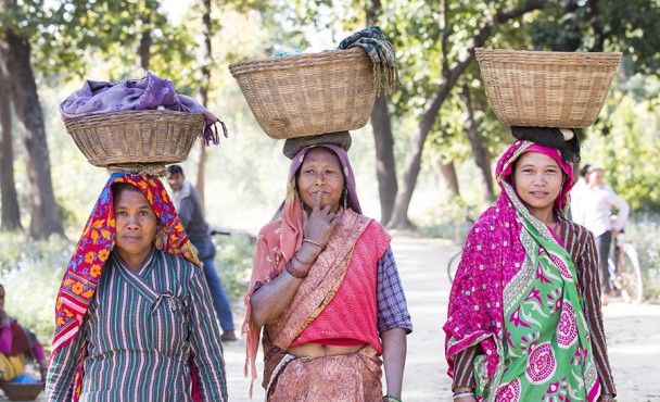 Nepali women with baskets